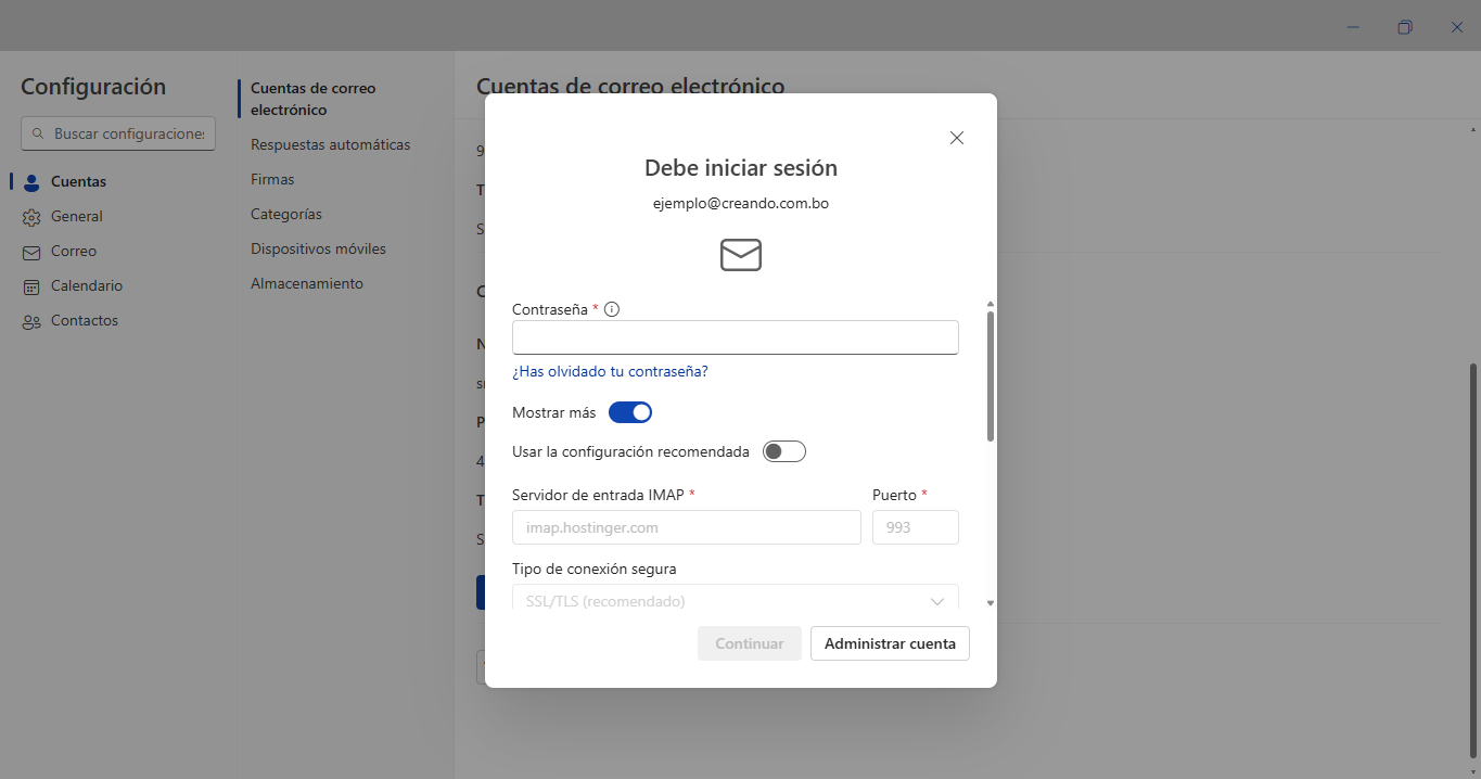 Configuración de cuenta de correo en Outlook 2023 - 2024 Hostinger ...